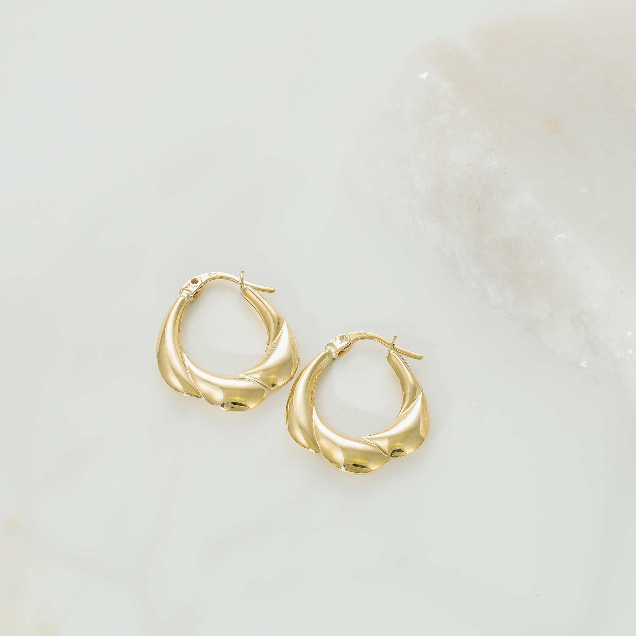 9ct Yellow Gold Detailed Hoop Earrings