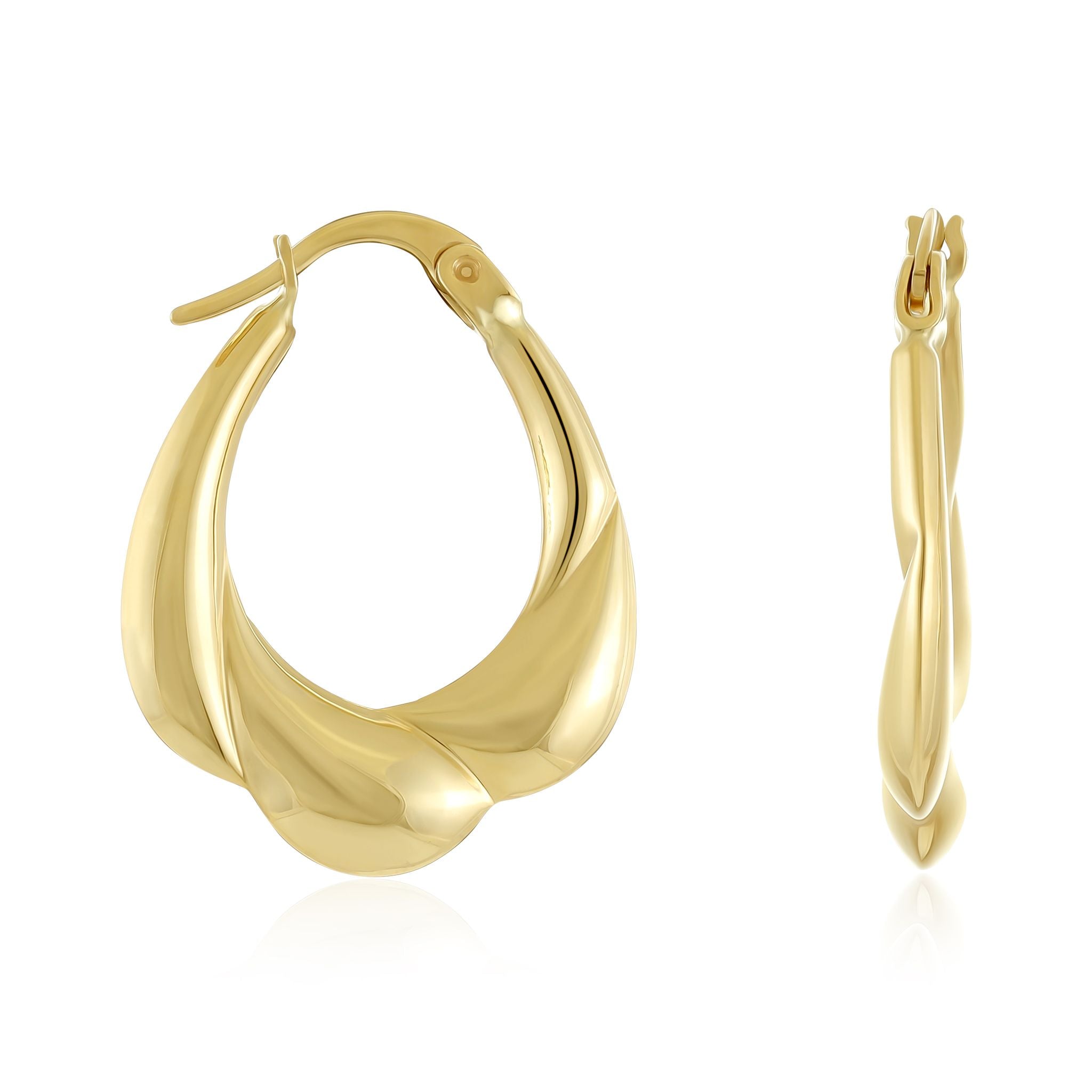 9ct Yellow Gold Detailed Hoop Earrings