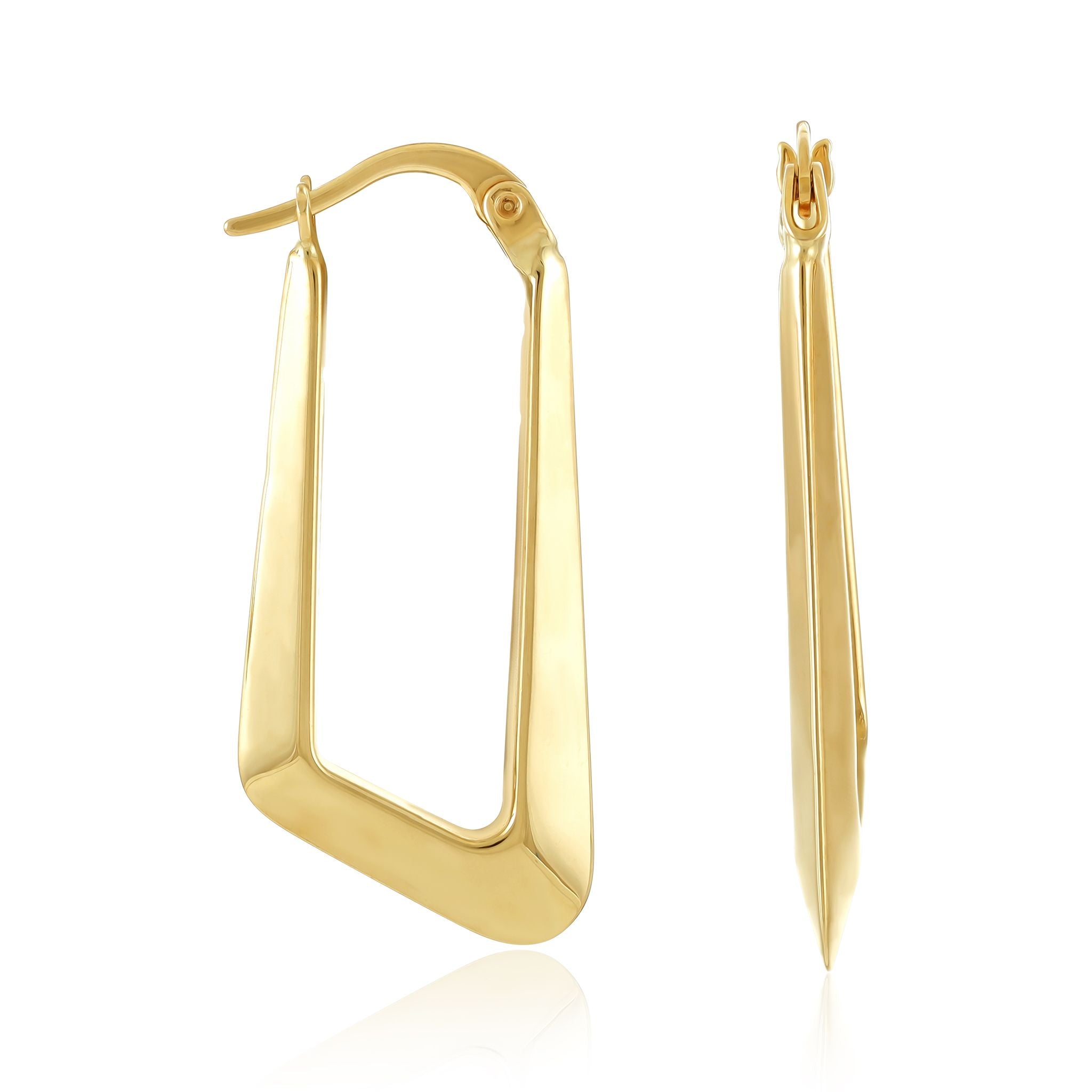 9ct Yellow Gold Angled Hoop Earrings
