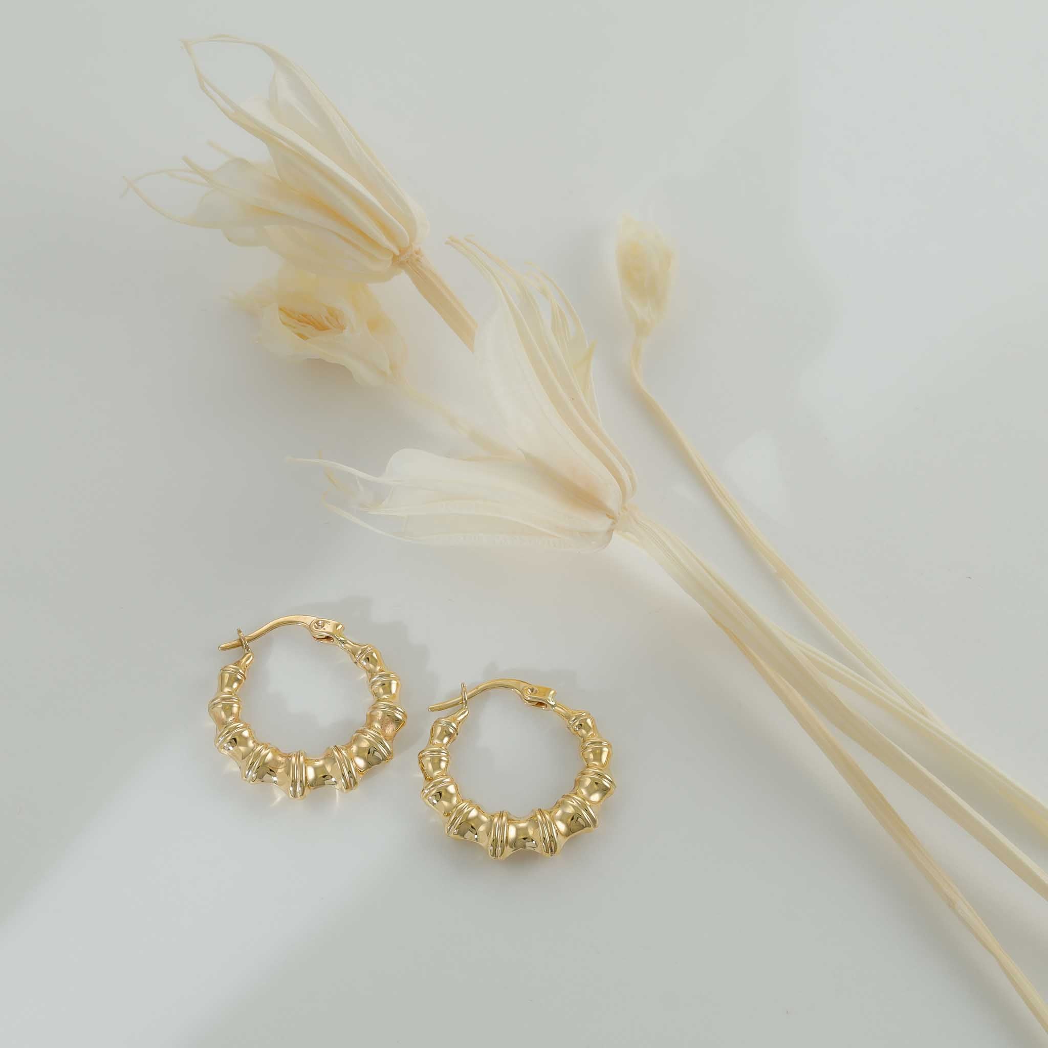 9ct Yellow Gold Ball Creole Hoops