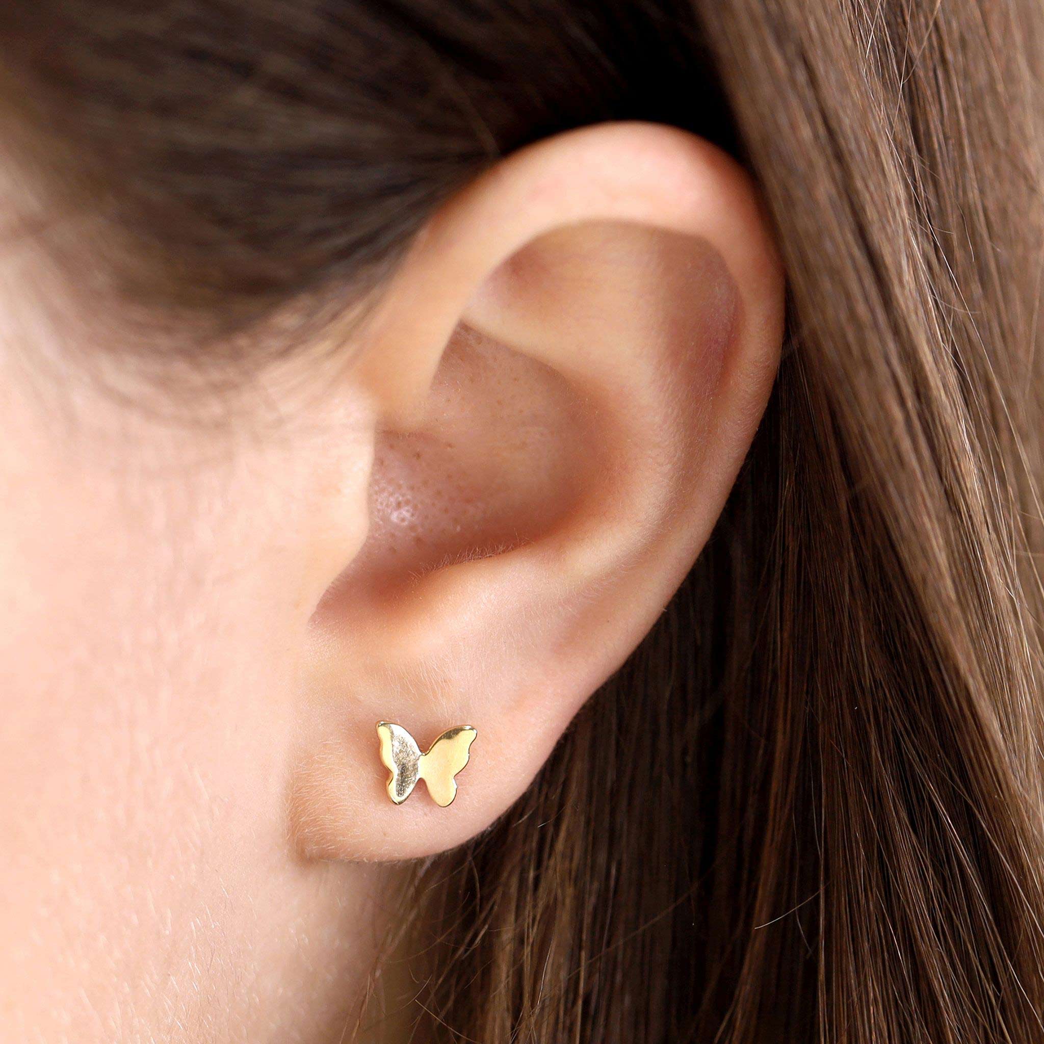 9ct Yellow Gold Butterfly Design Stud Earrings