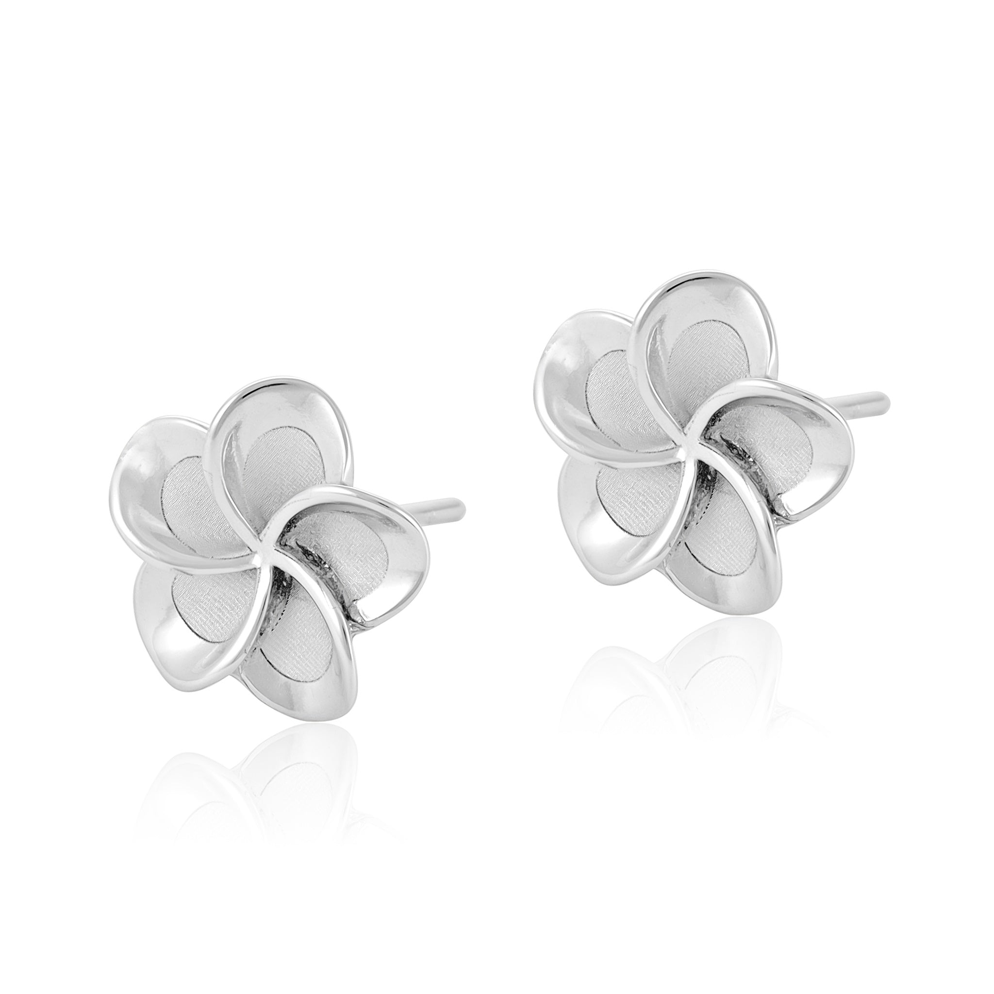 9ct White Gold Flower Stud Earrings