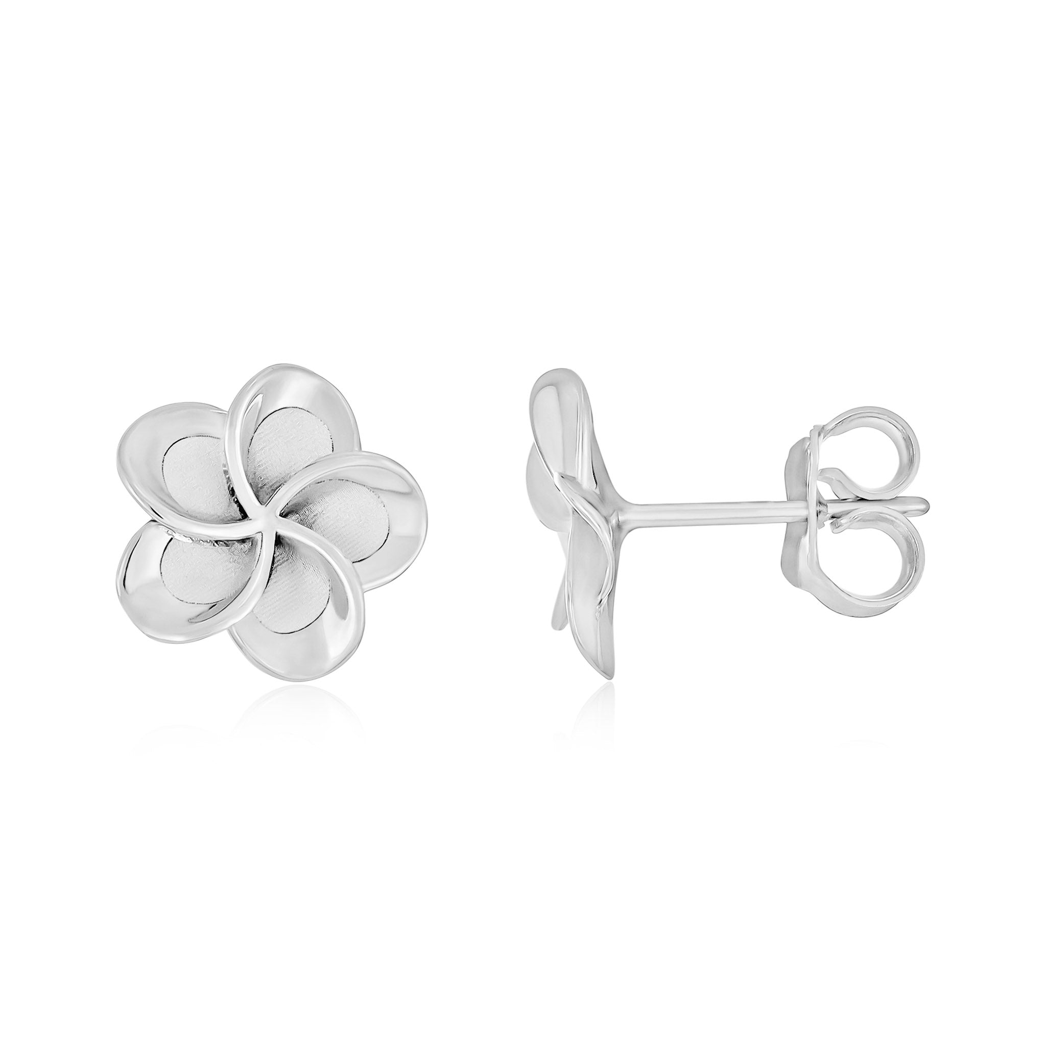 9ct White Gold Flower Stud Earrings