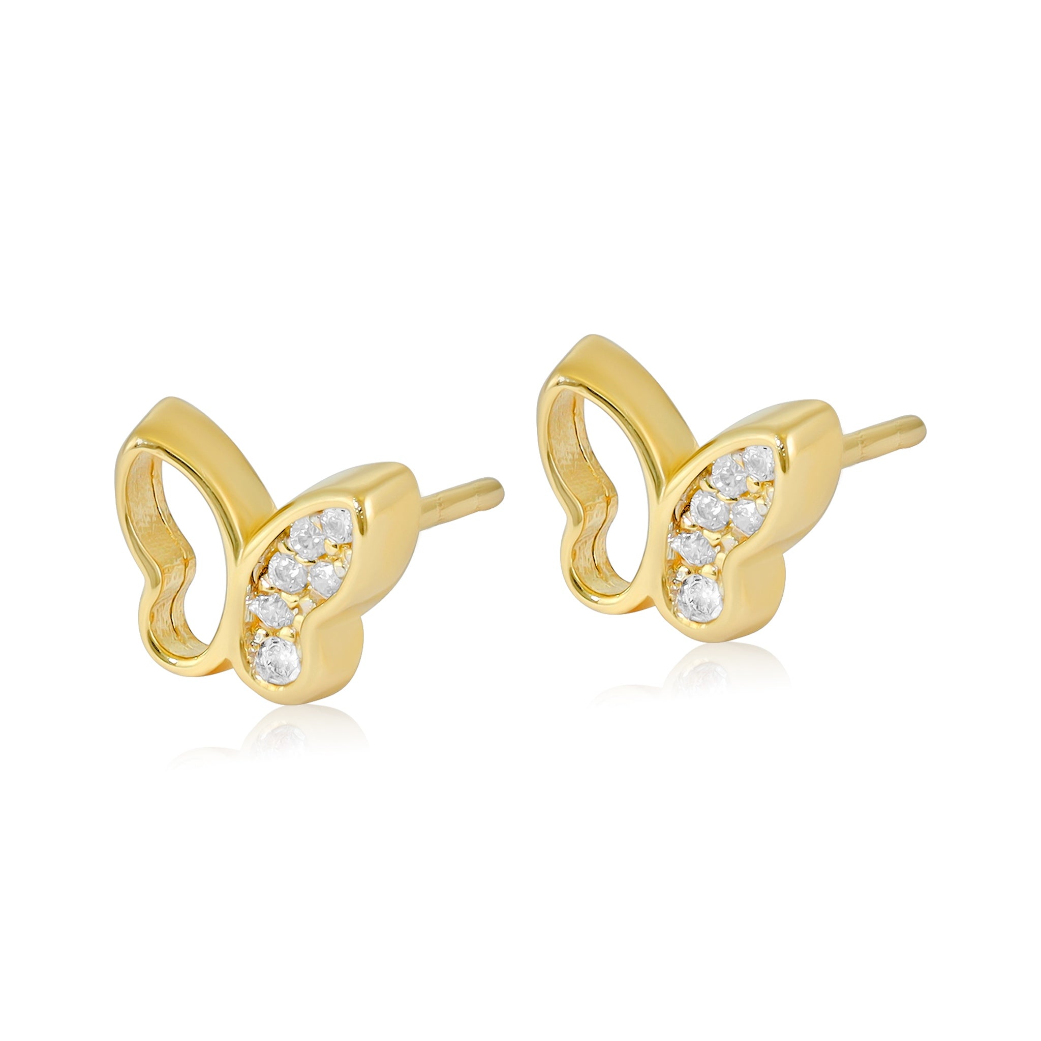 9ct Yellow Gold Cubic Zirconia Butterfly Stud Earrings