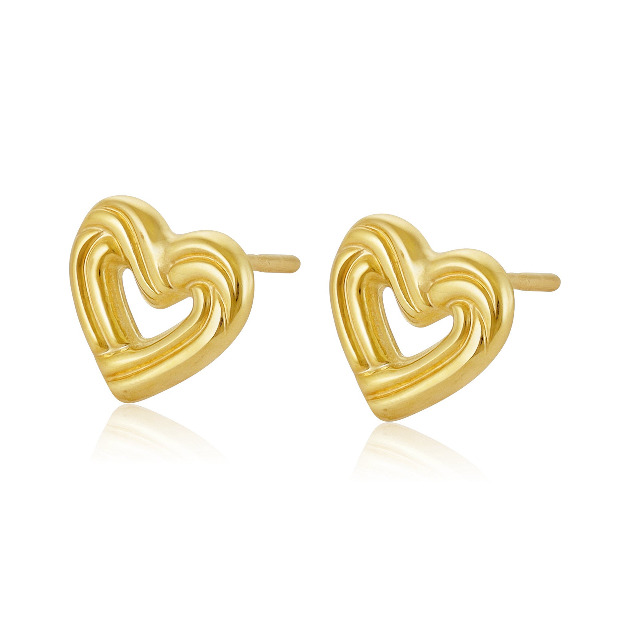 9ct Yellow Gold Heart Stud Earrings