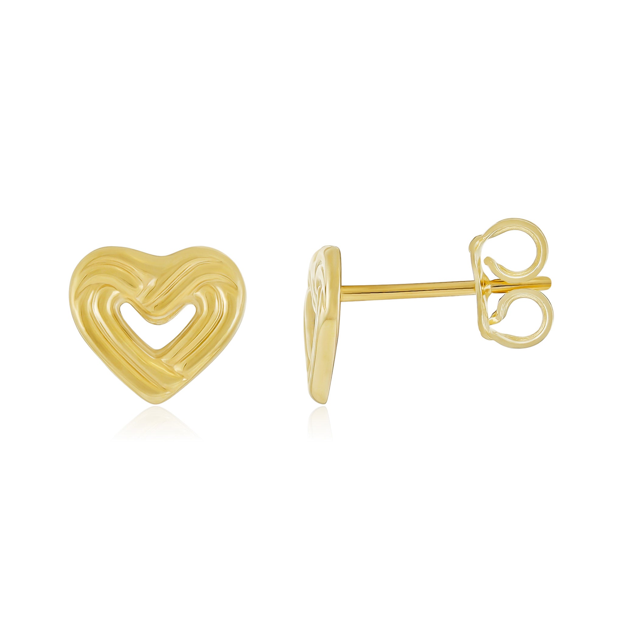 9ct Yellow Gold Heart Stud Earrings