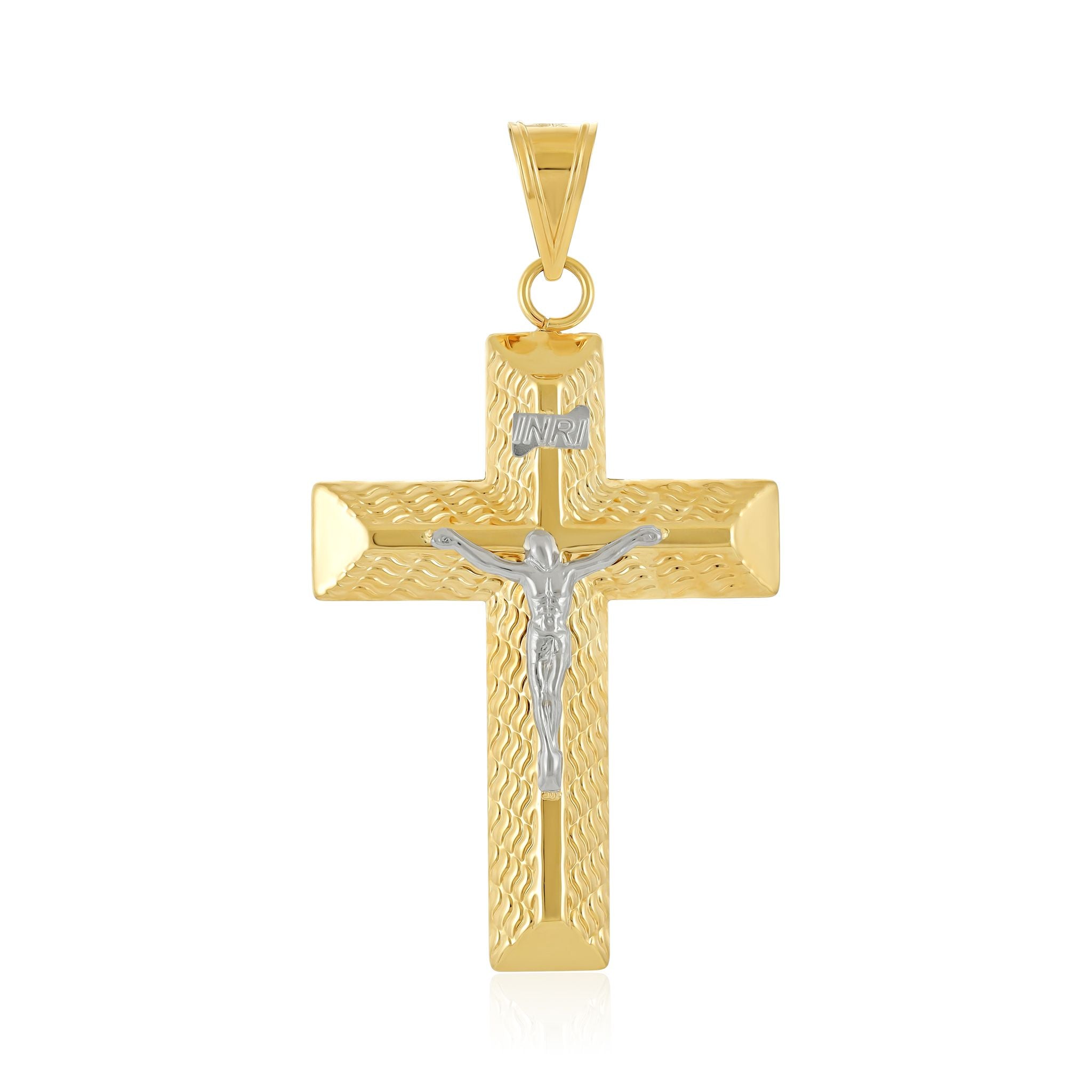 9ct Two Tone Crucifix Cross Pendant
