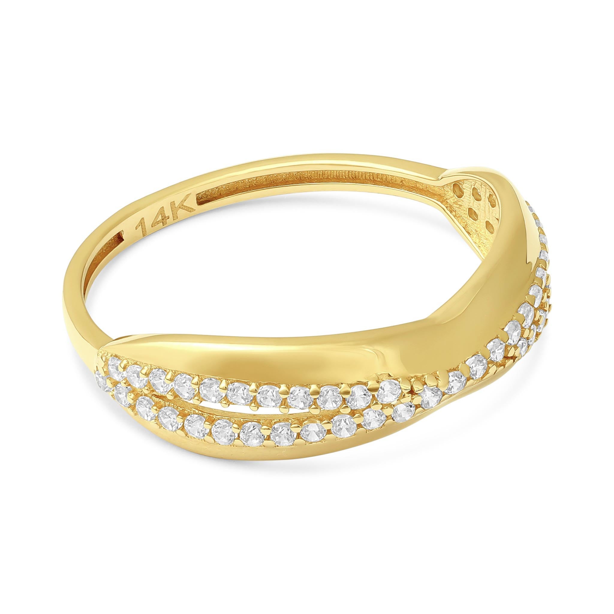 14ct Yellow Gold Cubic Zirconia Unique Design Ring