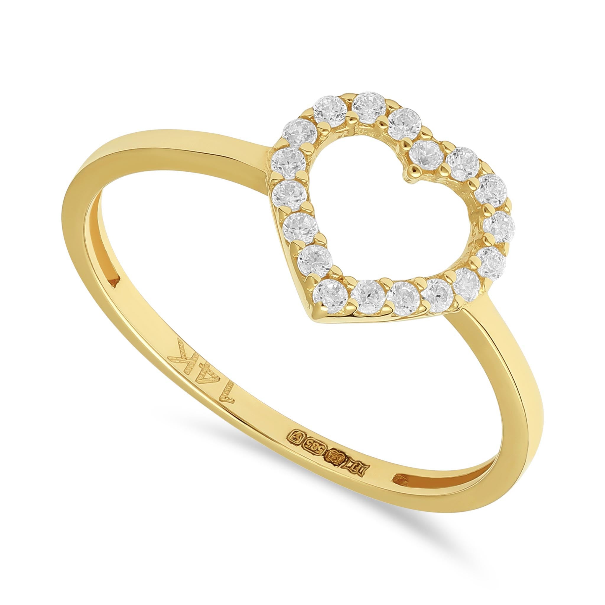 14ct Yellow Gold Cubic Zirconia Heart Ring