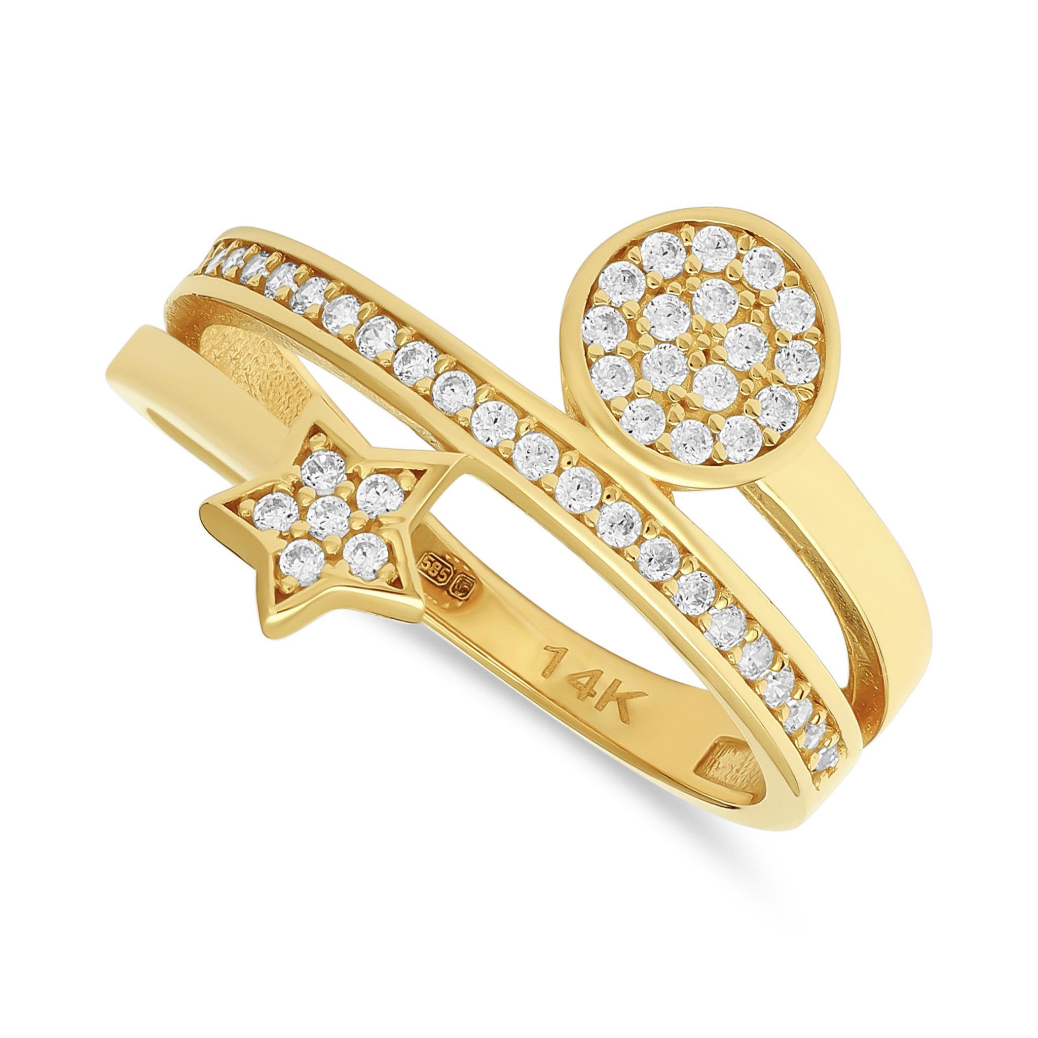 14ct Yellow Gold Circle And Star Ring