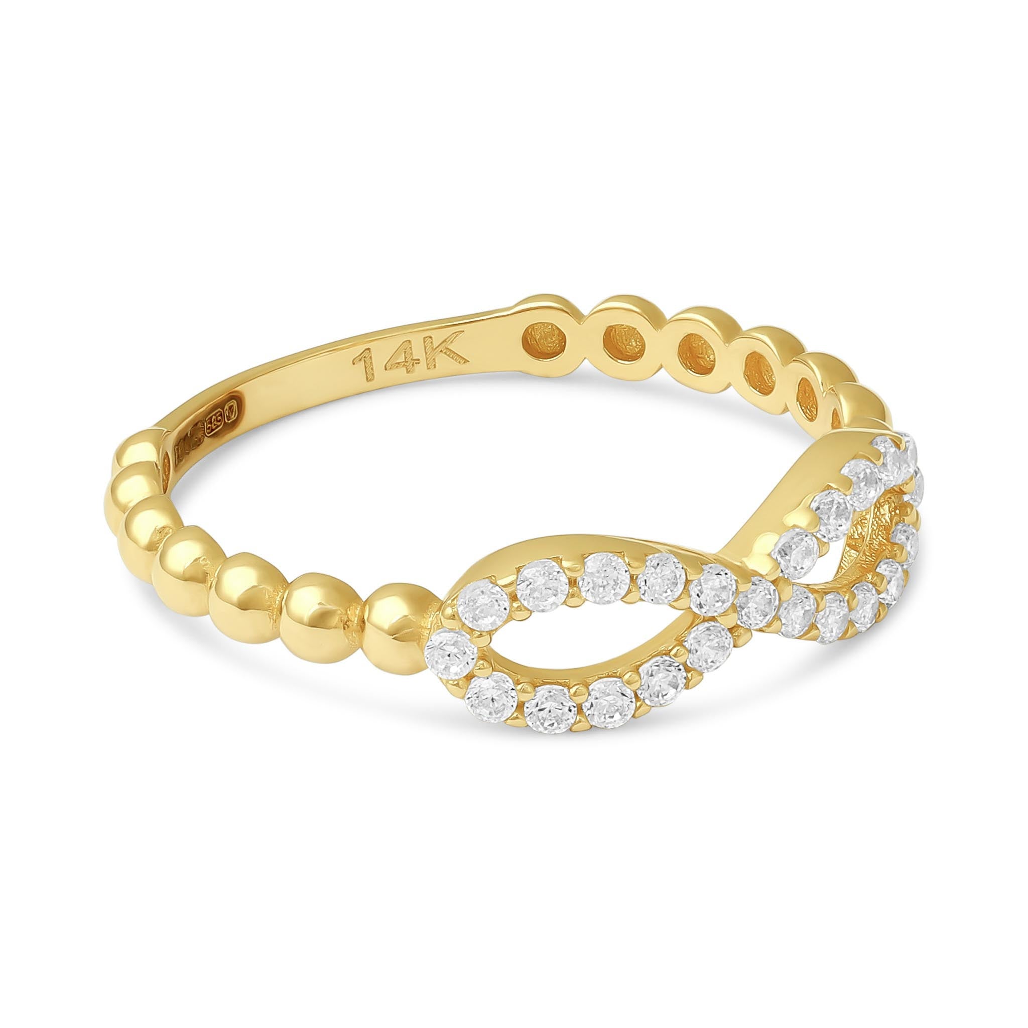 14ct Yellow Gold Cubic Zirconia Infinity Ring