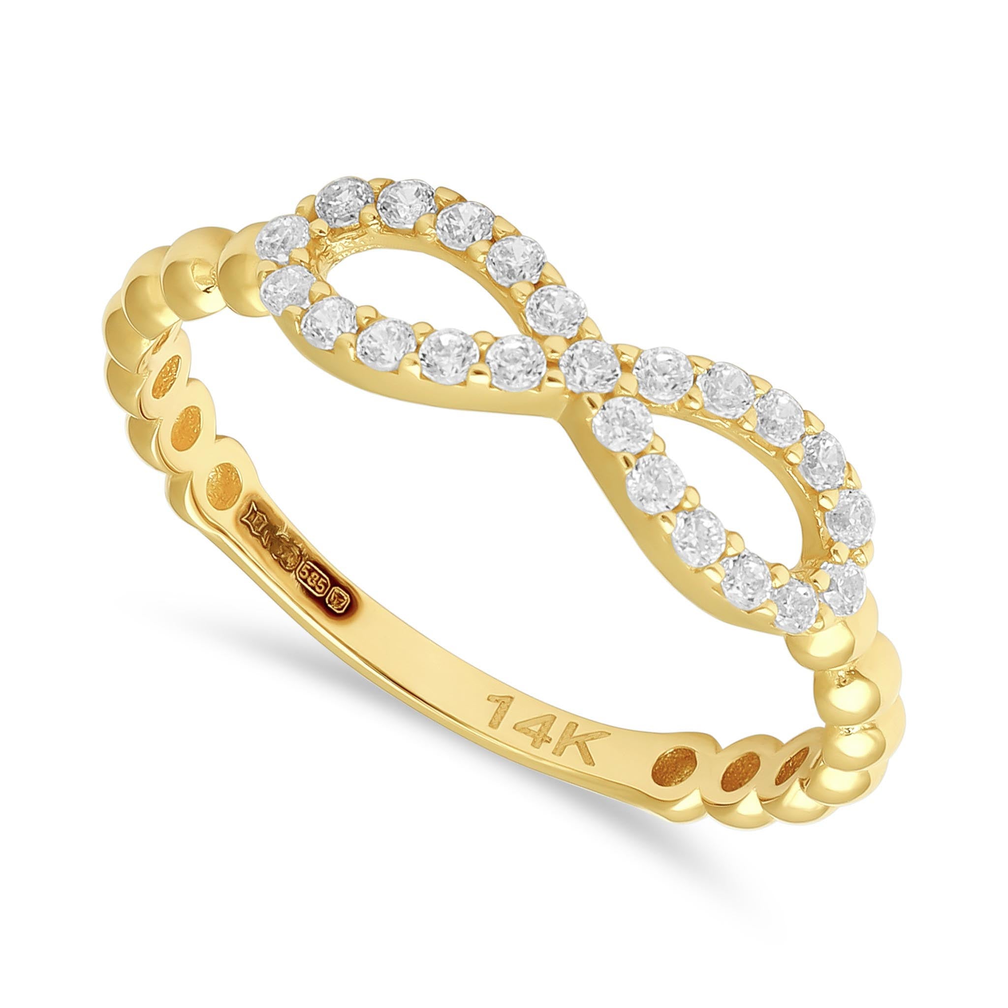 14ct Yellow Gold Cubic Zirconia Infinity Ring
