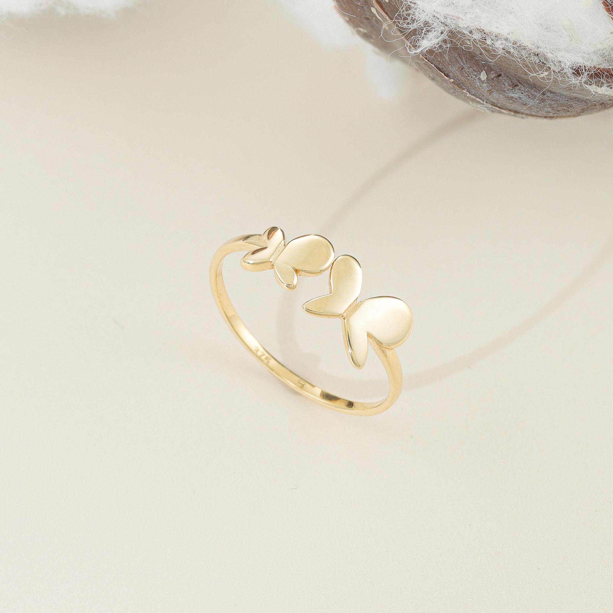 9ct Yellow Gold Two Butterfly Ring